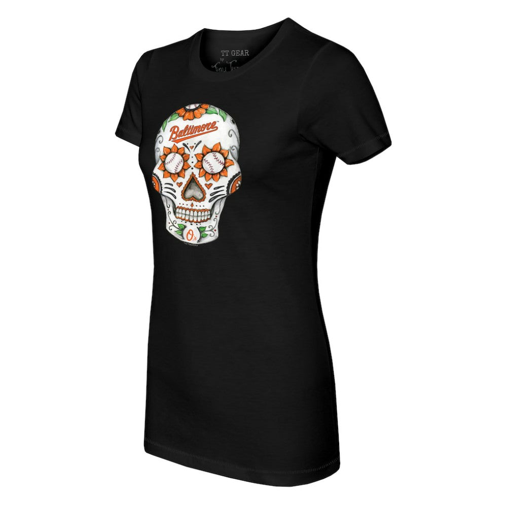 Baltimore Orioles Tiny Turnip Women's Sugar Skull T-Shirt - MLB