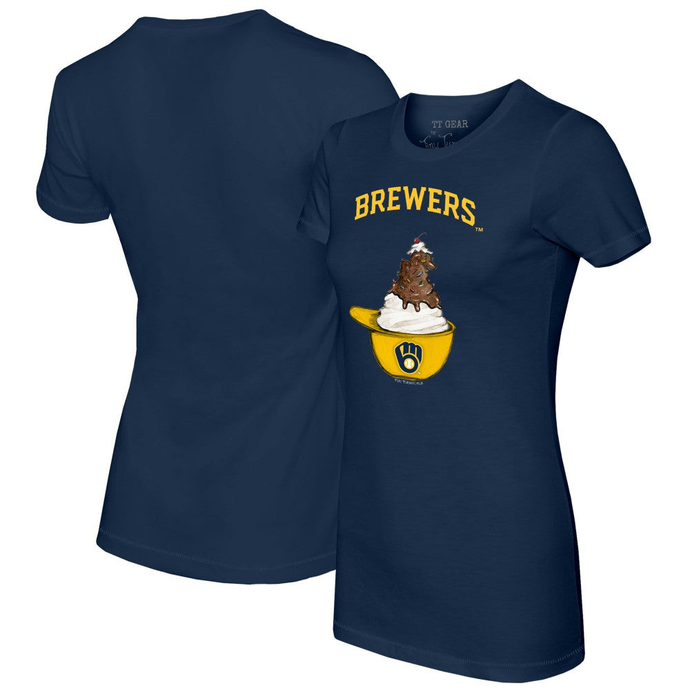 Milwaukee Brewers Tiny Turnip Women's Sundae Helmet T-Shirt - MLB