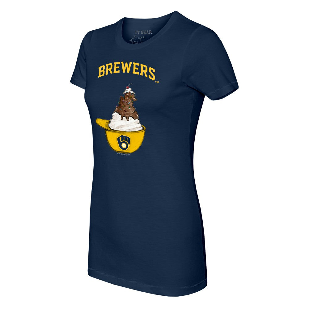 Milwaukee Brewers Tiny Turnip Women's Sundae Helmet T-Shirt - MLB