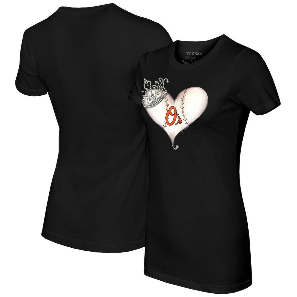 Baltimore Orioles Tiny Turnip Women's Tiara Heart T-Shirt - MLB