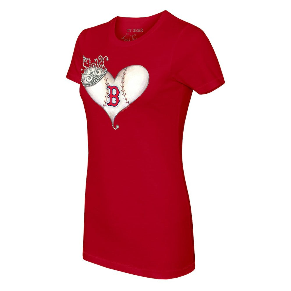 Boston Red Sox Tiny Turnip Women's Tiara Heart T-Shirt - MLB