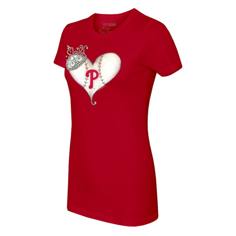 Philadelphia Phillies Tiny Turnip Women's Tiara Heart T-Shirt - MLB