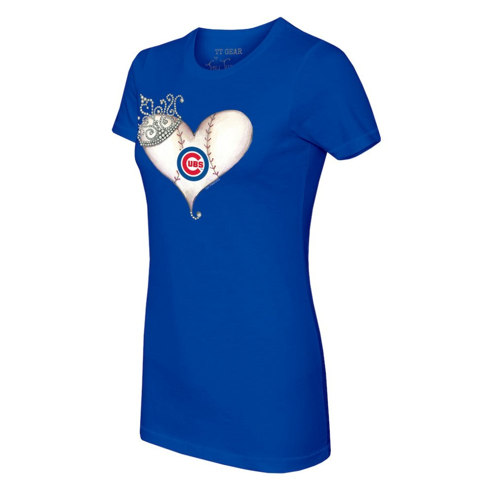 Chicago Cubs Tiny Turnip Women's Tiara Heart T-Shirt - MLB