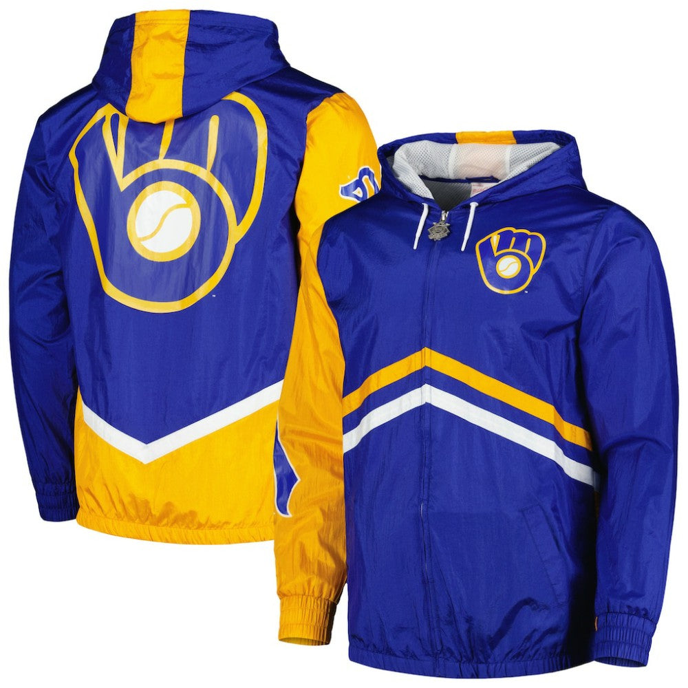 Milwaukee Brewers Mitchell & Ness Undeniable Full-Zip Hoodie Windbreaker Jacket - MLB