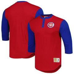 Chicago Cubs Mitchell & Ness Cooperstown Collection Legendary Slub Henley 3/4-Sleeve T-Shirt - MLB