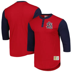 St. Louis Cardinals Mitchell & Ness Cooperstown Collection Legendary Slub Henley 3/4-Sleeve T-Shirt - MLB
