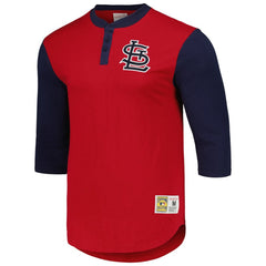 St. Louis Cardinals Mitchell & Ness Cooperstown Collection Legendary Slub Henley 3/4-Sleeve T-Shirt - MLB