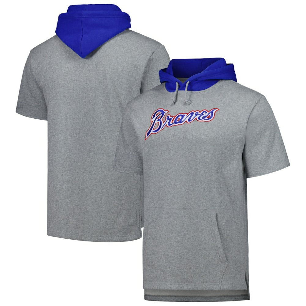 Atlanta Braves Mitchell & Ness Postgame Short Sleeve Pullover Hoodie - MLB