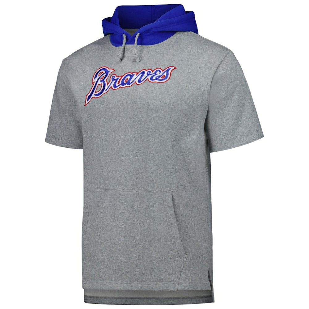 Atlanta Braves Mitchell & Ness Postgame Short Sleeve Pullover Hoodie - MLB