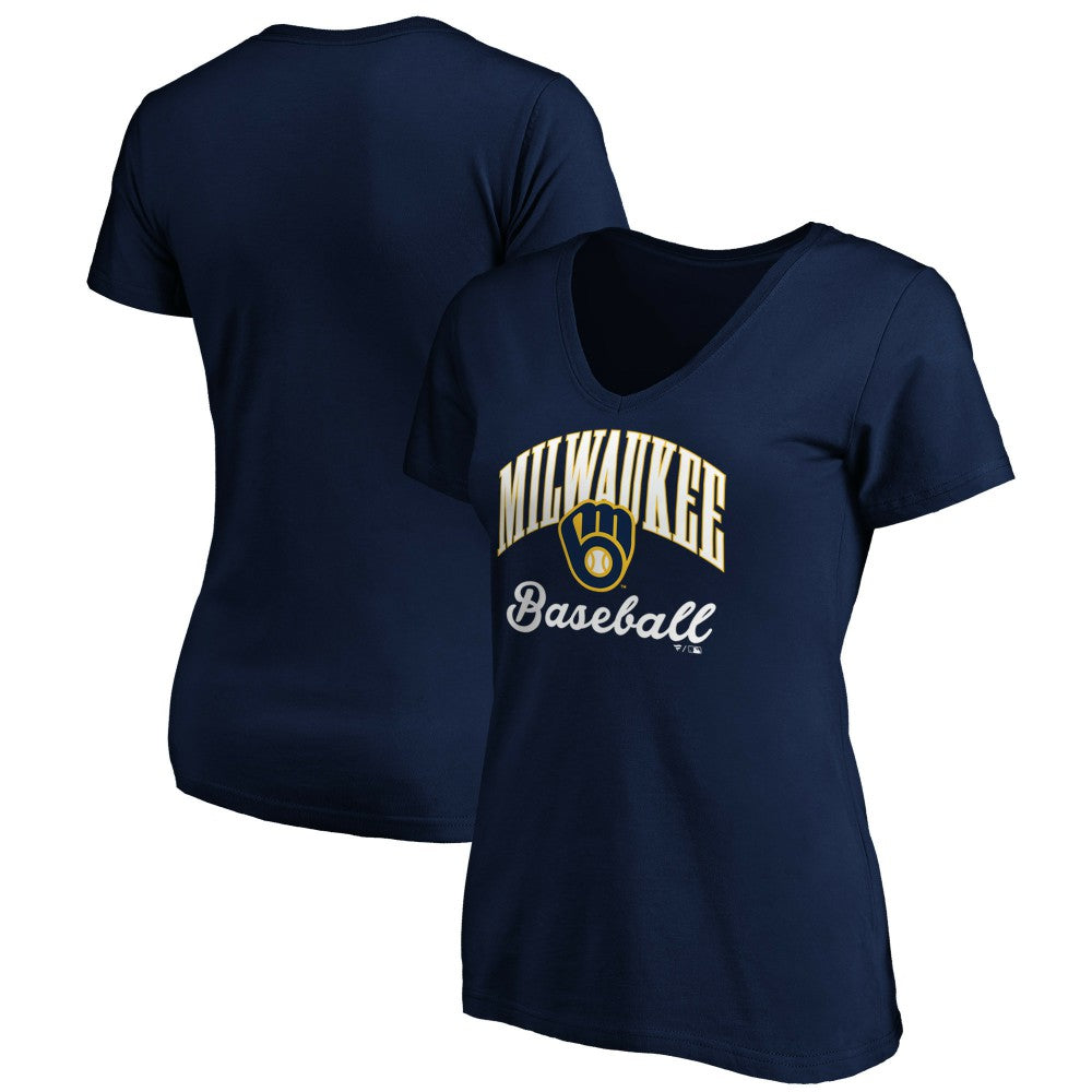 Milwaukee Brewers Women's Core Victory Script V-Neck T-Shirt - MLB