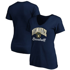 Milwaukee Brewers Women's Core Victory Script V-Neck T-Shirt - MLB