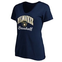 Milwaukee Brewers Women's Core Victory Script V-Neck T-Shirt - MLB
