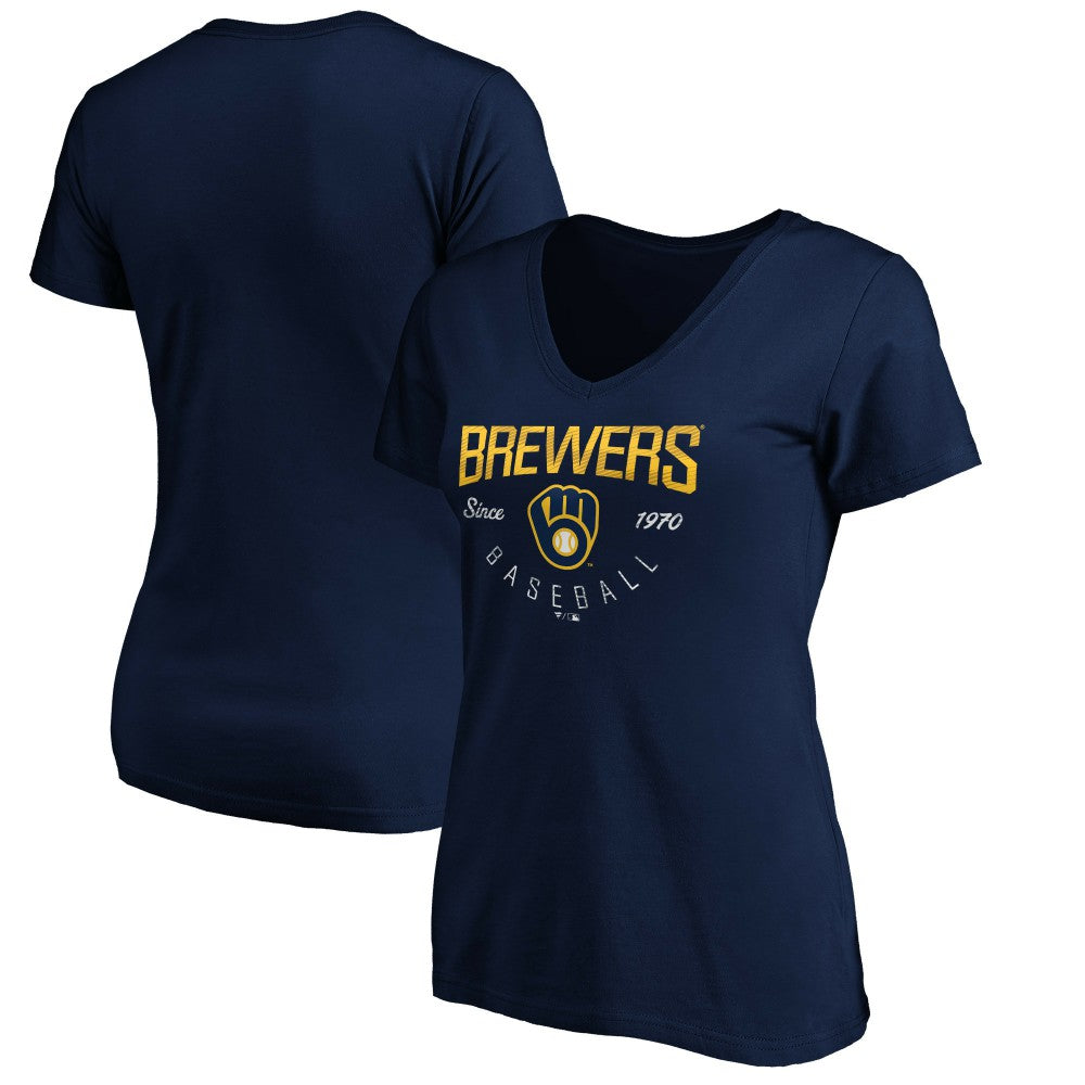 Milwaukee Brewers Women's Core Live For It V-Neck T-Shirt - MLB