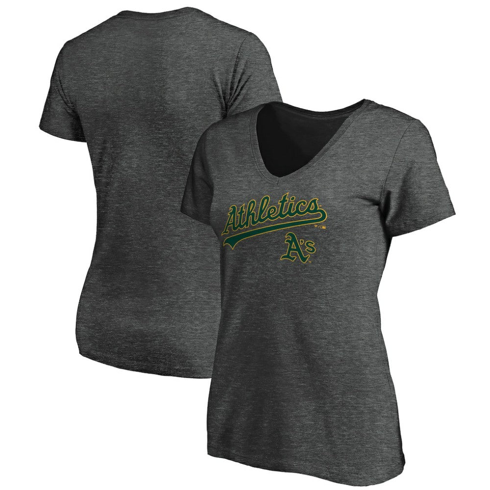 Athletics Women's Core Team Lock Up V-Neck T-Shirt - MLB