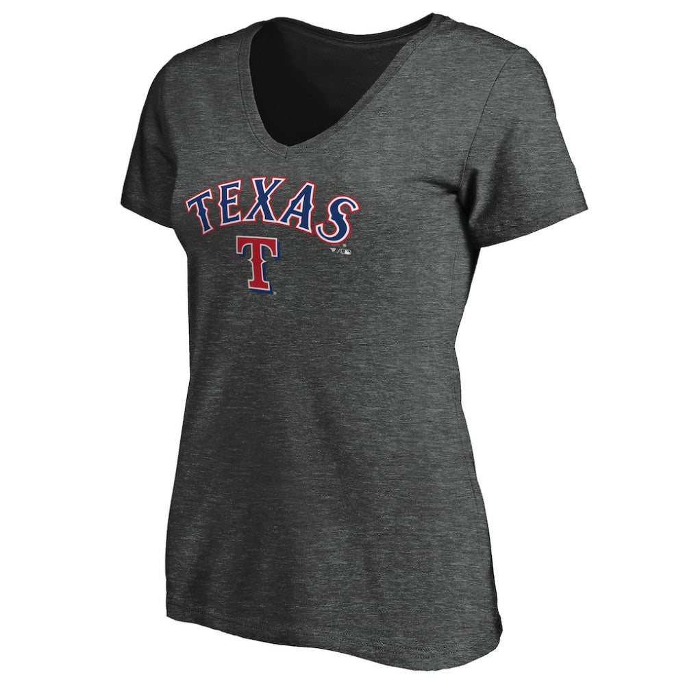 Texas Rangers Women's Core Team Lock Up Wordmark V-Neck T-Shirt - MLB