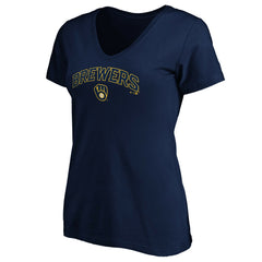 Milwaukee Brewers Women's Core Team Lock Up V-Neck T-Shirt - MLB