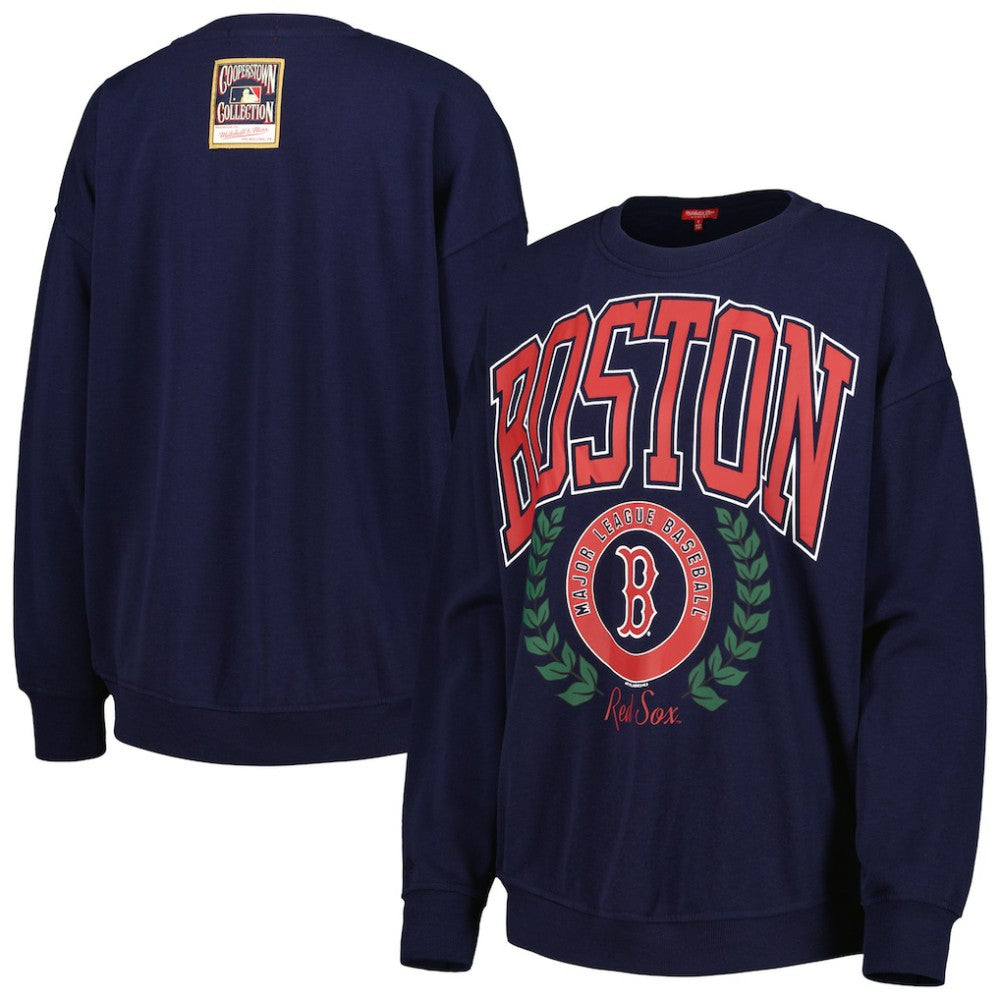 Boston Red Sox Mitchell & Ness Women's Logo Lt 2.0 Pullover Sweatshirt - MLB