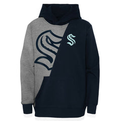 Seattle Kraken Youth Unrivaled Pullover Hoodie - Heather Gray/Deep Sea Blue - NHL