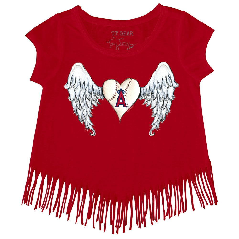 Los Angeles Angels Tiny Turnip Girls Youth Angel Wings Fringe T-Shirt - MLB