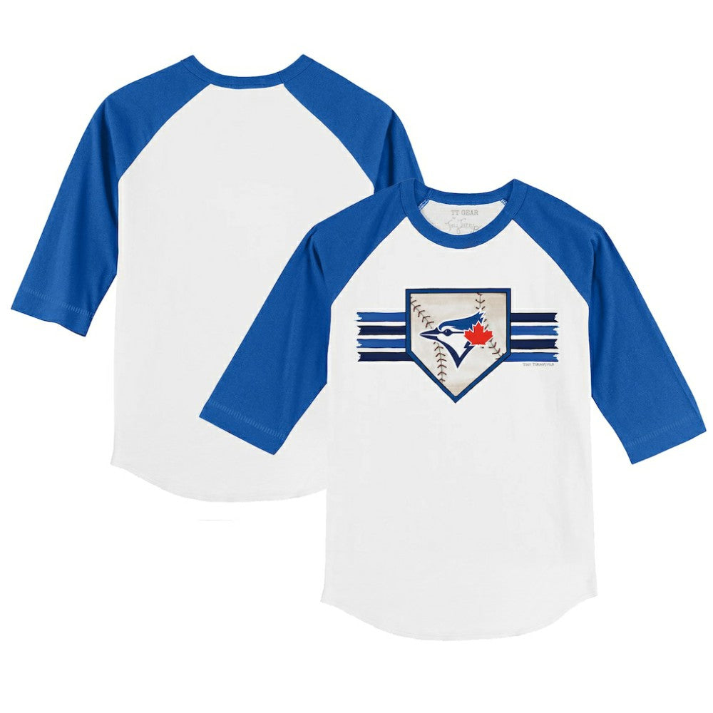 Toronto Blue Jays Tiny Turnip Youth Base Stripe 3/4-Sleeve Raglan T-Shirt - MLB
