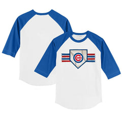 Chicago Cubs Tiny Turnip Youth Base Stripe 3/4-Sleeve Raglan T-Shirt - MLB
