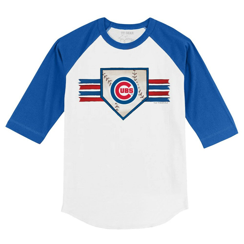 Chicago Cubs Tiny Turnip Youth Base Stripe 3/4-Sleeve Raglan T-Shirt - MLB