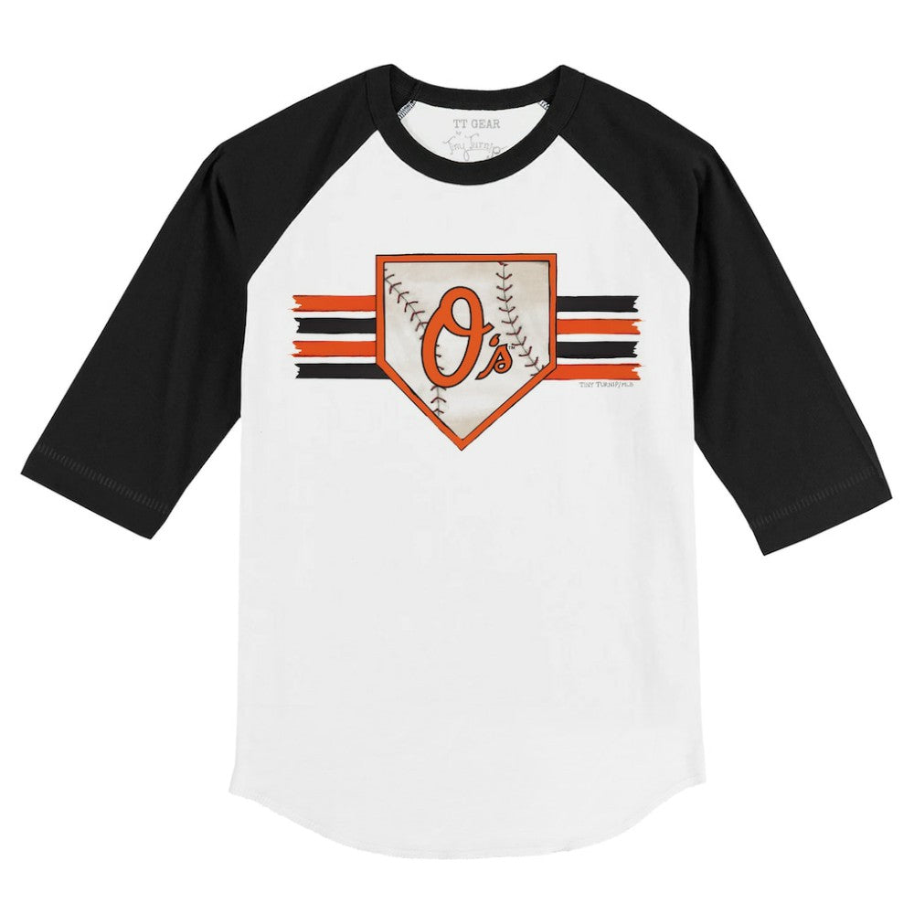 Baltimore Orioles Tiny Turnip Youth Base Stripe 3/4-Sleeve Raglan T-Shirt - MLB