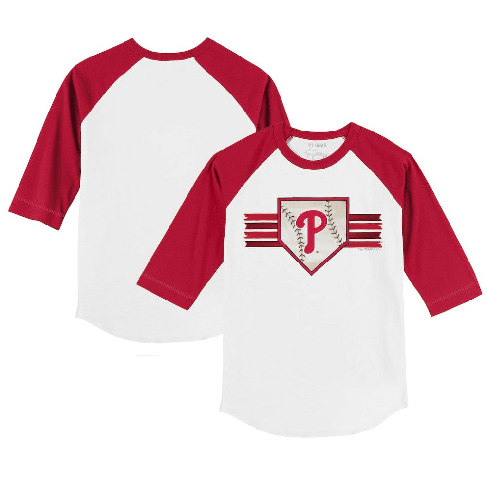 Philadelphia Phillies Tiny Turnip Youth Base Stripe 3/4-Sleeve Raglan T-Shirt - MLB