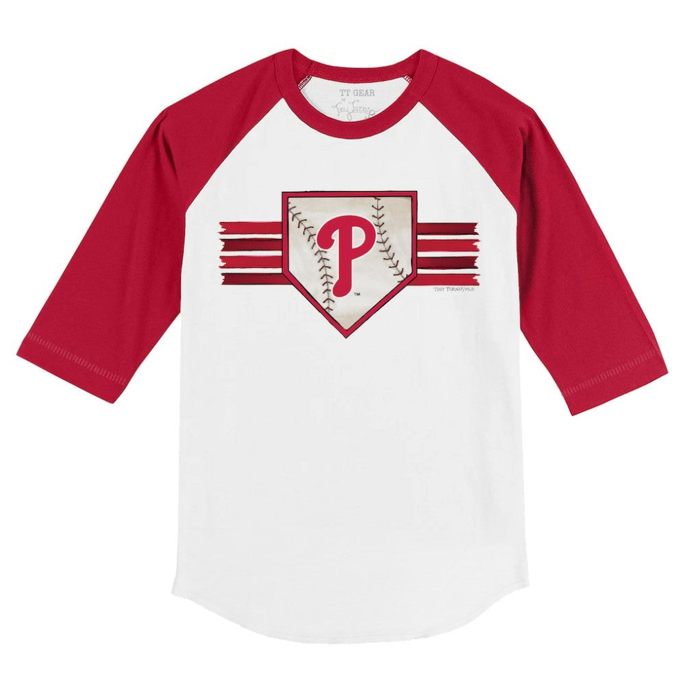 Philadelphia Phillies Tiny Turnip Youth Base Stripe 3/4-Sleeve Raglan T-Shirt - MLB