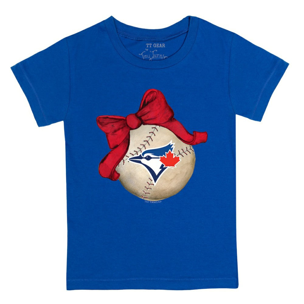 Toronto Blue Jays Tiny Turnip Youth Baseball Bow T-Shirt - MLB