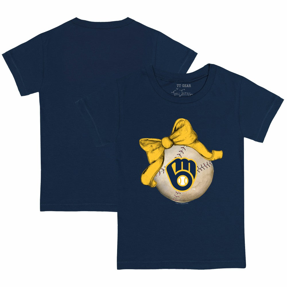 Milwaukee Brewers Tiny Turnip Youth Baseball Bow T-Shirt - MLB