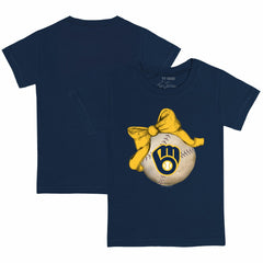 Milwaukee Brewers Tiny Turnip Youth Baseball Bow T-Shirt - MLB
