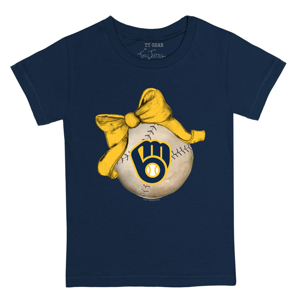 Milwaukee Brewers Tiny Turnip Youth Baseball Bow T-Shirt - MLB