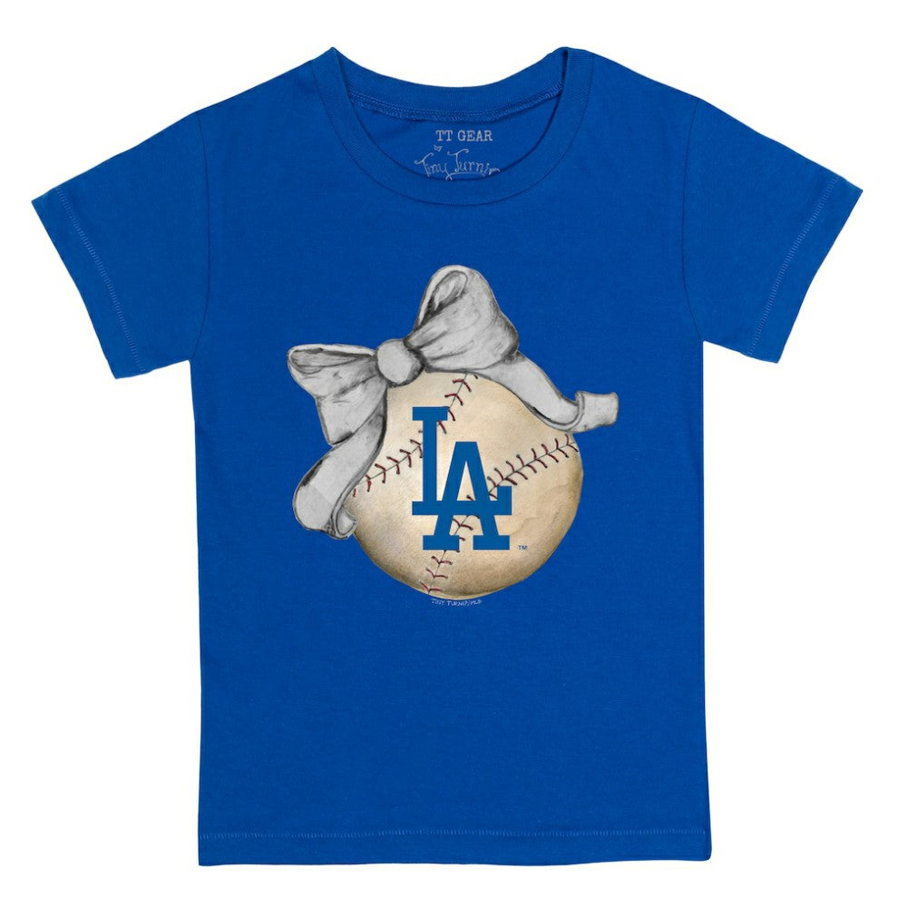 Los Angeles Dodgers Tiny Turnip Youth Baseball Bow T-Shirt - MLB