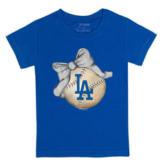 Los Angeles Dodgers Tiny Turnip Youth Baseball Bow T-Shirt - MLB