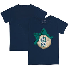 Seattle Mariners Tiny Turnip Youth Baseball Bow T-Shirt - MLB