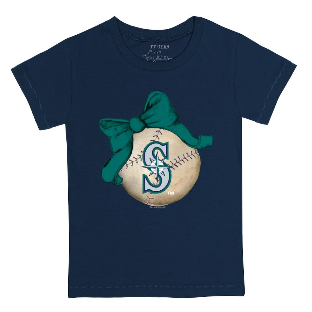 Seattle Mariners Tiny Turnip Youth Baseball Bow T-Shirt - MLB