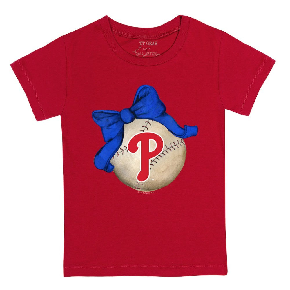 Philadelphia Phillies Tiny Turnip Youth Baseball Bow T-Shirt - MLB