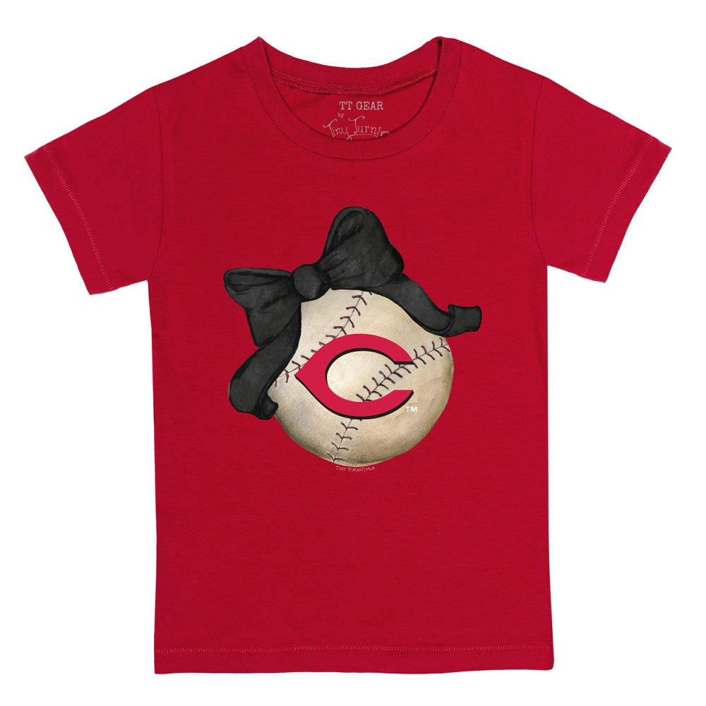 Cincinnati Reds Tiny Turnip Youth Baseball Bow T-Shirt - MLB