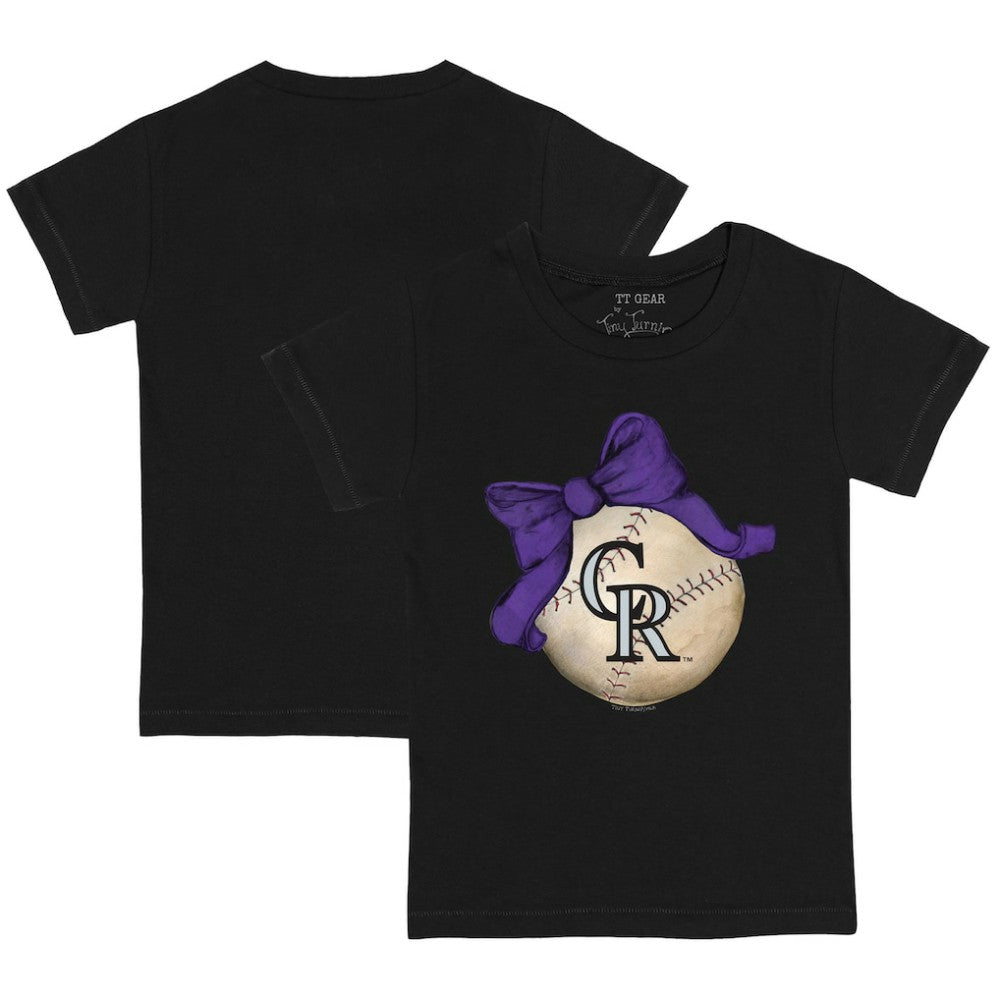 Colorado Rockies Tiny Turnip Youth Baseball Bow T-Shirt - MLB