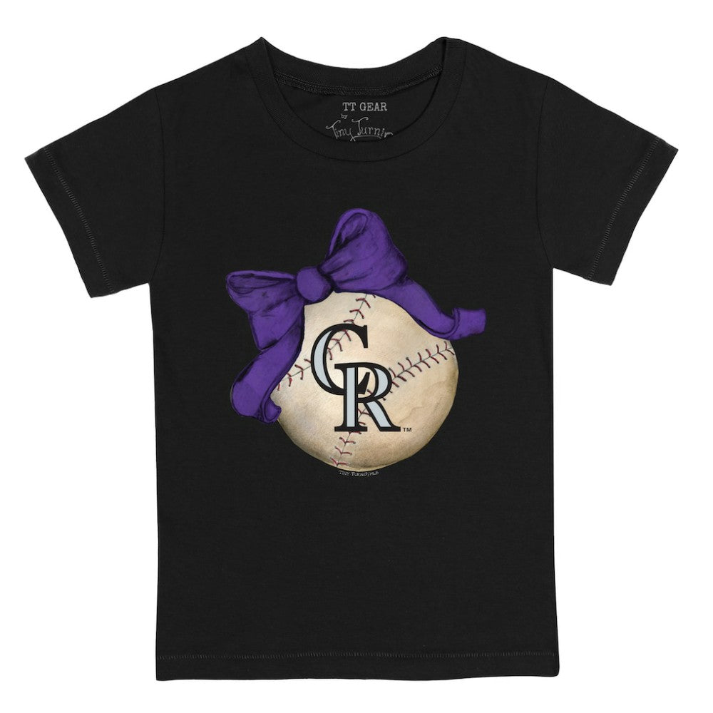 Colorado Rockies Tiny Turnip Youth Baseball Bow T-Shirt - MLB