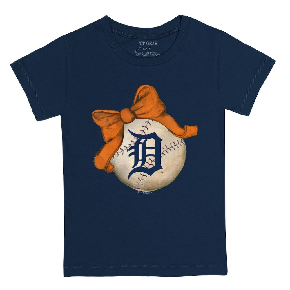 Detroit Tigers Tiny Turnip Youth Baseball Bow T-Shirt - MLB