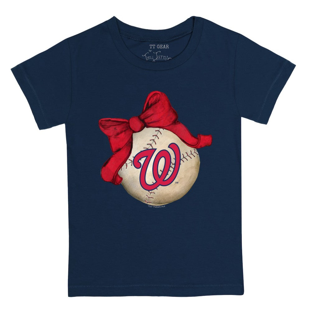 Washington Nationals Tiny Turnip Youth Baseball Bow T-Shirt - MLB