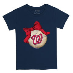 Washington Nationals Tiny Turnip Youth Baseball Bow T-Shirt - MLB