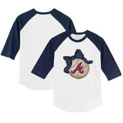 Atlanta Braves Tiny Turnip Youth Baseball Bow 3/4-Sleeve Raglan T-Shirt - MLB