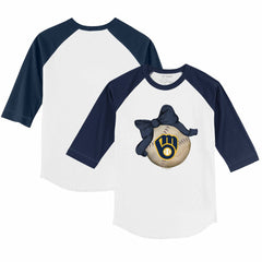 Milwaukee Brewers Tiny Turnip Youth Baseball Bow 3/4-Sleeve Raglan T-Shirt - MLB