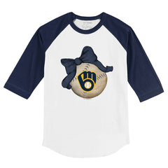 Milwaukee Brewers Tiny Turnip Youth Baseball Bow 3/4-Sleeve Raglan T-Shirt - MLB