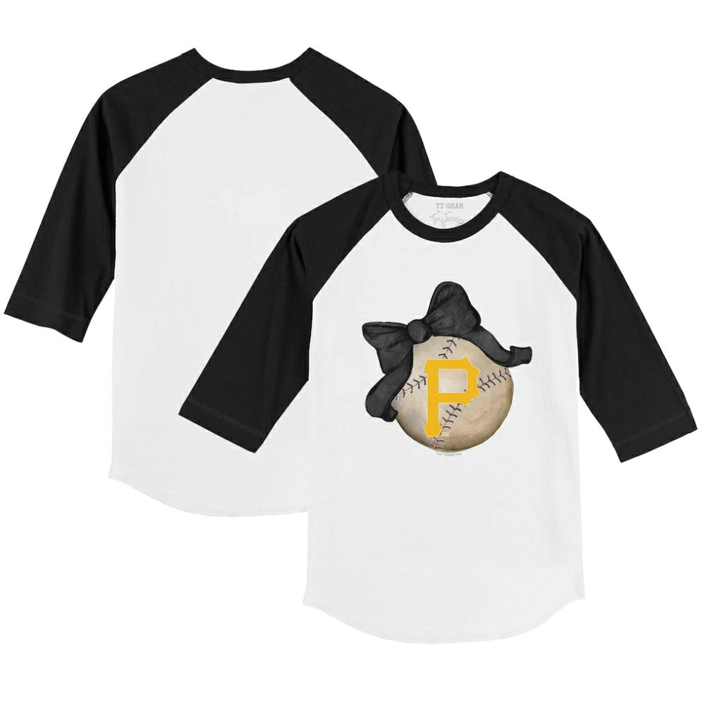 Pittsburgh Pirates Tiny Turnip Youth Baseball Bow 3/4-Sleeve Raglan T-Shirt - MLB
