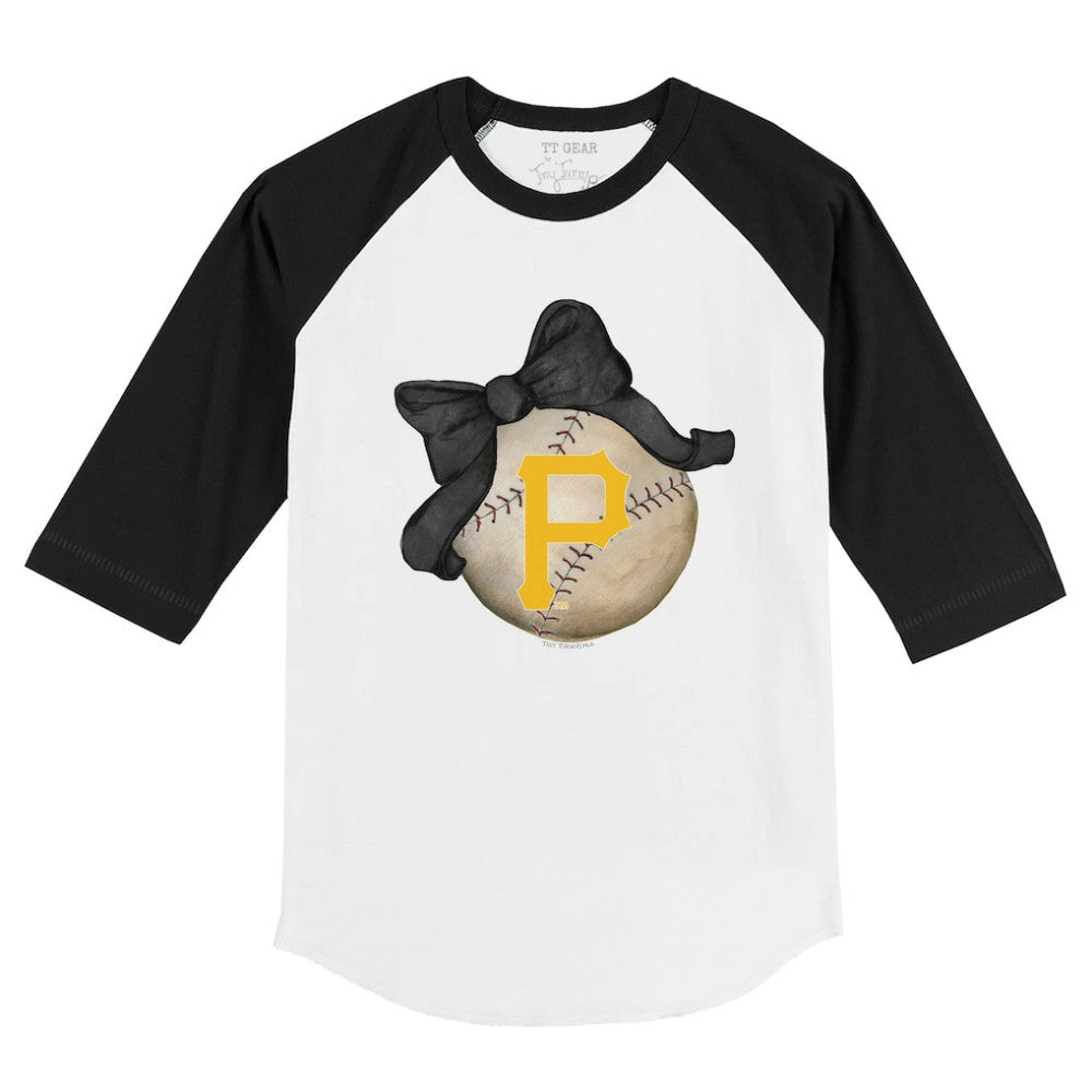 Pittsburgh Pirates Tiny Turnip Youth Baseball Bow 3/4-Sleeve Raglan T-Shirt - MLB