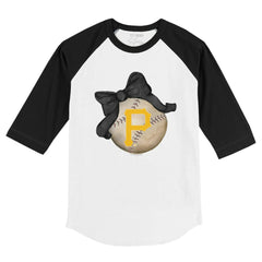 Pittsburgh Pirates Tiny Turnip Youth Baseball Bow 3/4-Sleeve Raglan T-Shirt - MLB